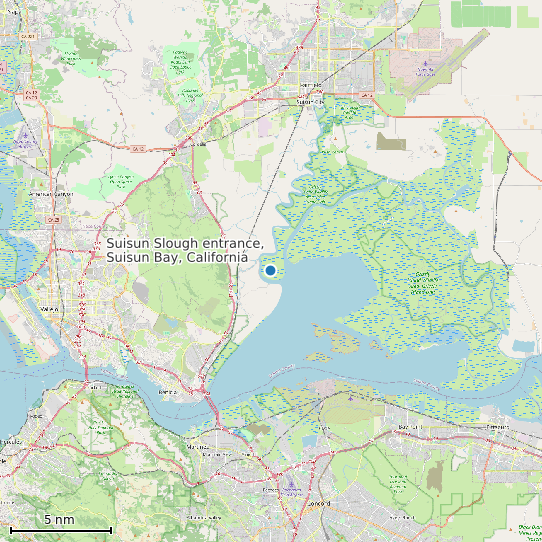 Map of Suisun Slough entrance, Suisun Bay, California Tide Prediction Station