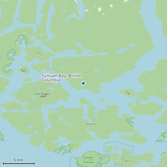 Map of Sullivan Bay, British Columbia Tide Prediction Station