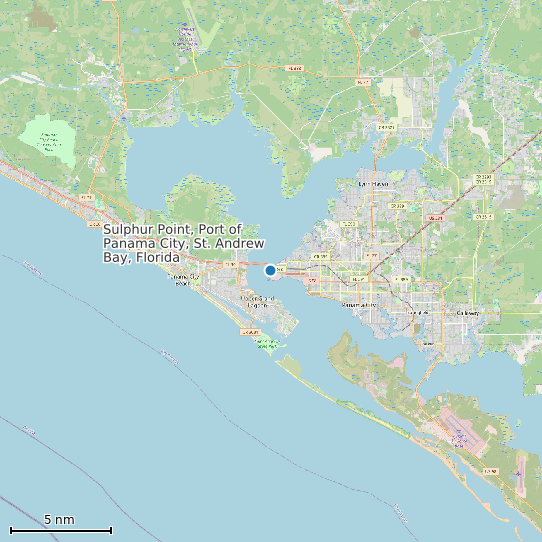 Map of Sulphur Point, Port of Panama City, St. Andrew Bay, Florida Tide Prediction Station