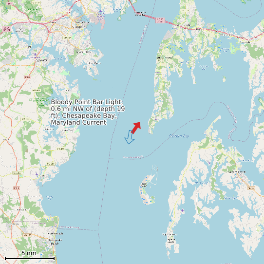 Map of Bloody Point Bar Light, 0.6 mi NW of (depth 19 ft), Chesapeake Bay, Maryland Current Prediction Station