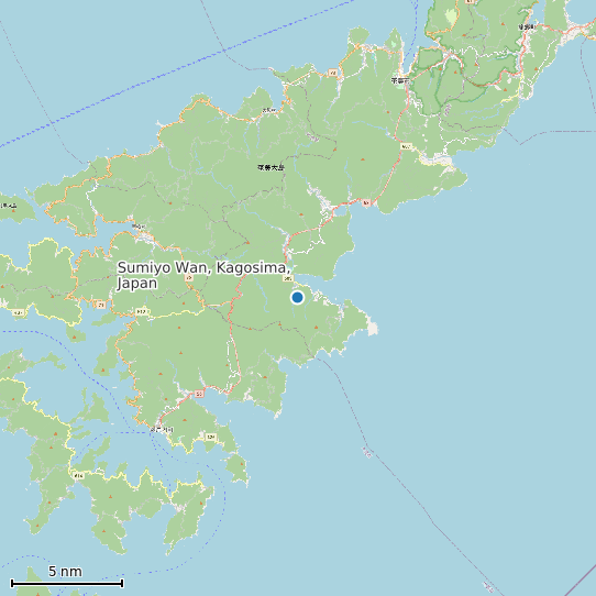 Map of Sumiyo Wan, Kagosima, Japan Tide Prediction Station