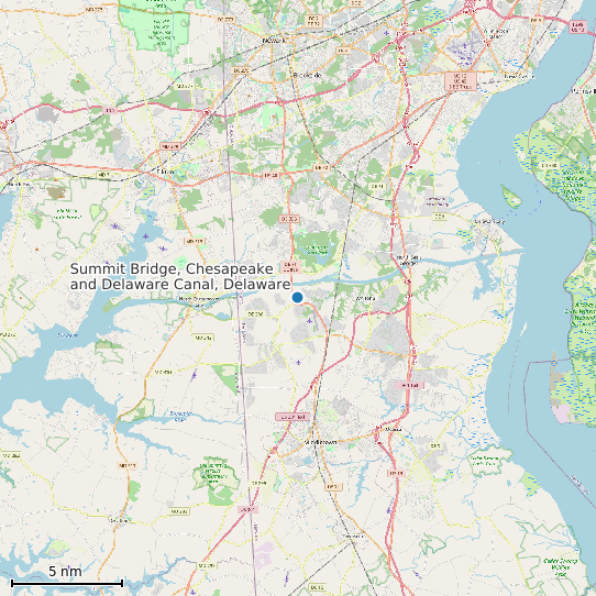 Map of Summit Bridge, Chesapeake and Delaware Canal, Delaware Tide Prediction Station