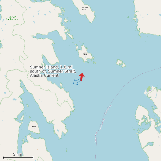 Map of Sumner Island, 1.8 mi south of, Sumner Strait, Alaska Current Prediction Station