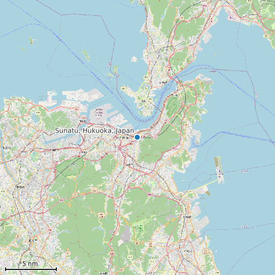 Map of Sunatu, Hukuoka, Japan Tide Prediction Station