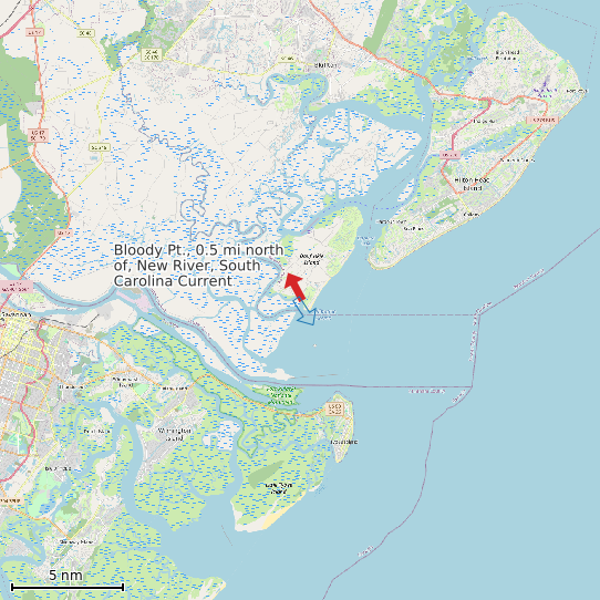 Map of Bloody Pt., 0.5 mi north of, New River, South Carolina Current Prediction Station