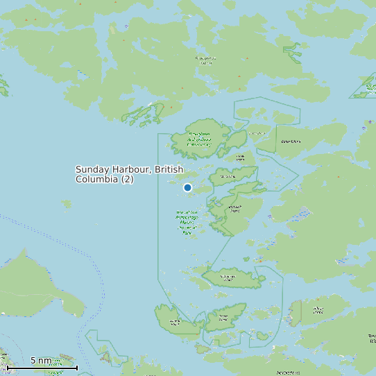 Map of Sunday Harbour, British Columbia (2) Tide Prediction Station