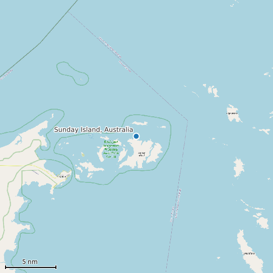 Map of Sunday Island, Australia Tide Prediction Station