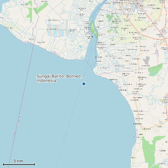 Map of Sungai Barito, Borneo, Indonesia Tide Prediction Station