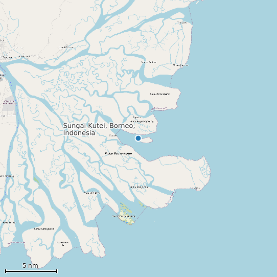 Map of Sungai Kutei, Borneo, Indonesia Tide Prediction Station