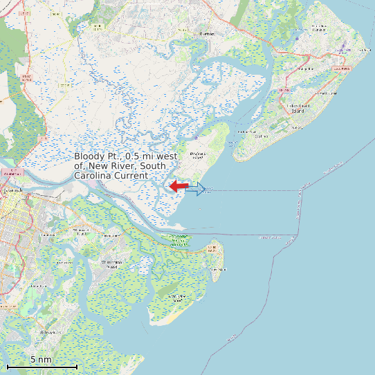 Map of Bloody Pt., 0.5 mi west of, New River, South Carolina Current Prediction Station
