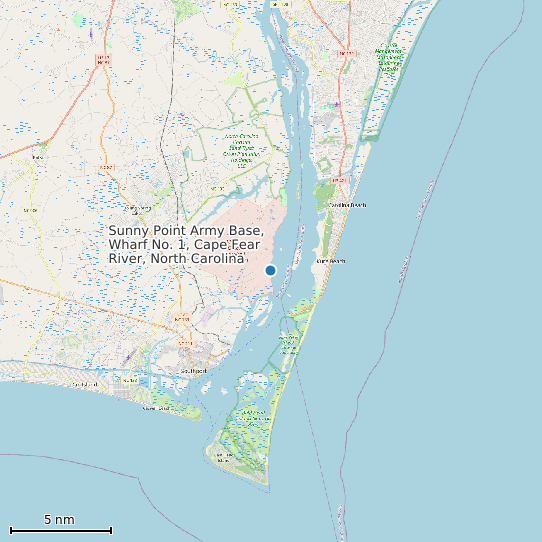 Map of Sunny Point Army Base, Wharf No. 1, Cape Fear River, North Carolina Tide Prediction Station