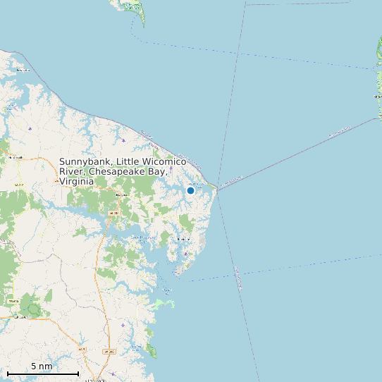 Map of Sunnybank, Little Wicomico River, Chesapeake Bay, Virginia Tide Prediction Station