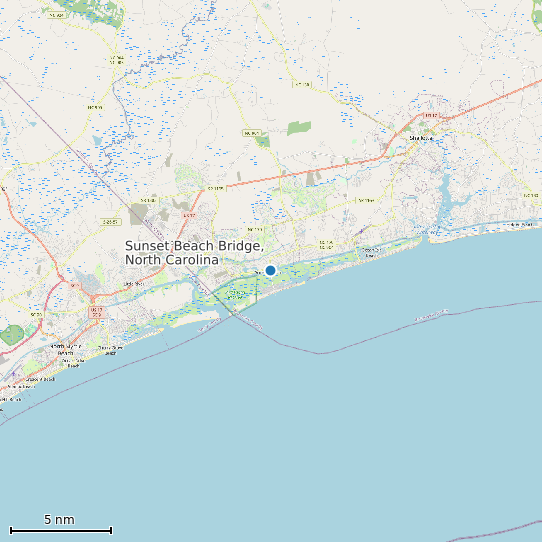 Map of Sunset Beach Bridge, North Carolina Tide Prediction Station