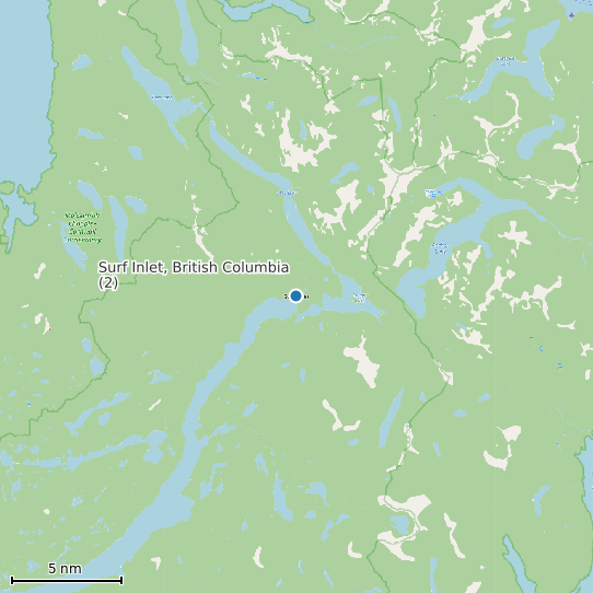 Map of Surf Inlet, British Columbia (2) Tide Prediction Station