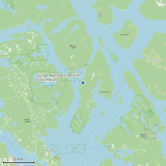 Map of Surge Narrows, British Columbia Tide Prediction Station