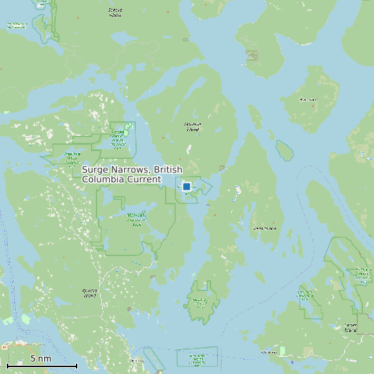 Map of Surge Narrows, British Columbia Current Prediction Station