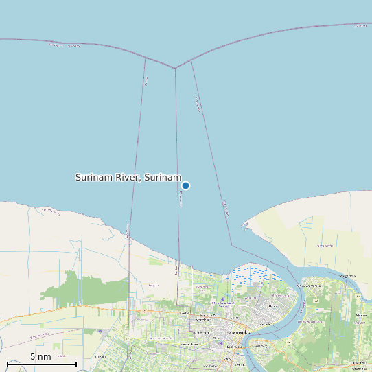 Map of Surinam River, Surinam Tide Prediction Station
