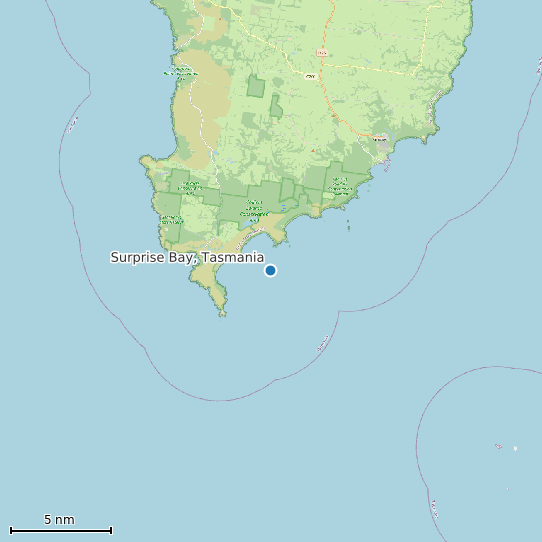 Map of Surprise Bay, Tasmania Tide Prediction Station
