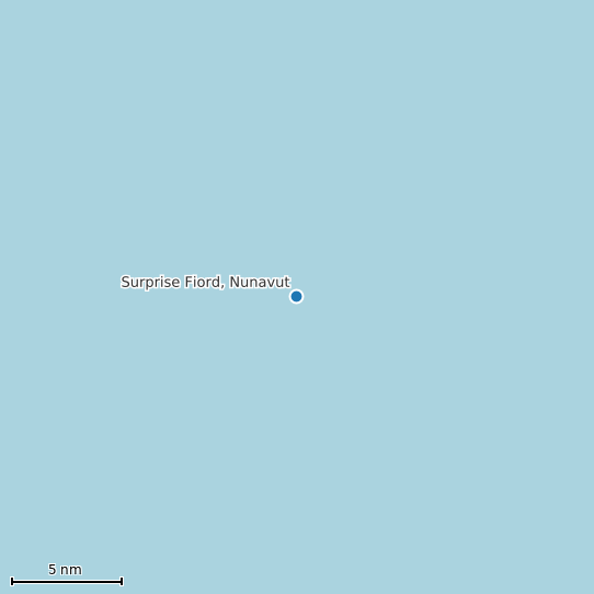Map of Surprise Fiord, Nunavut Tide Prediction Station