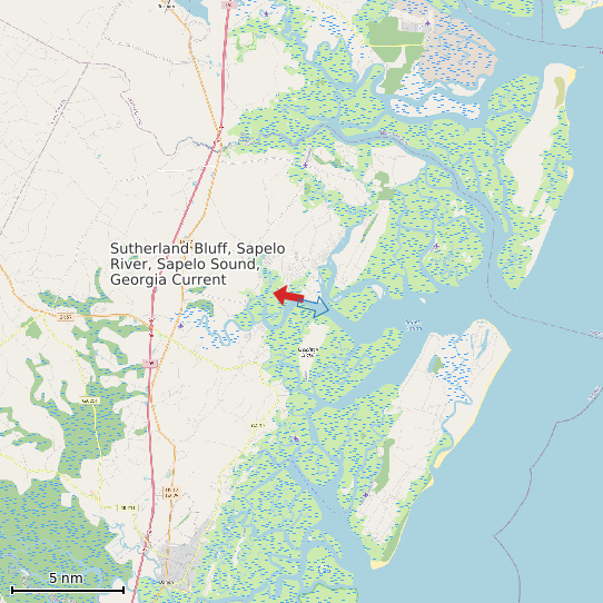 Map of Sutherland Bluff, Sapelo River, Sapelo Sound, Georgia Current Prediction Station