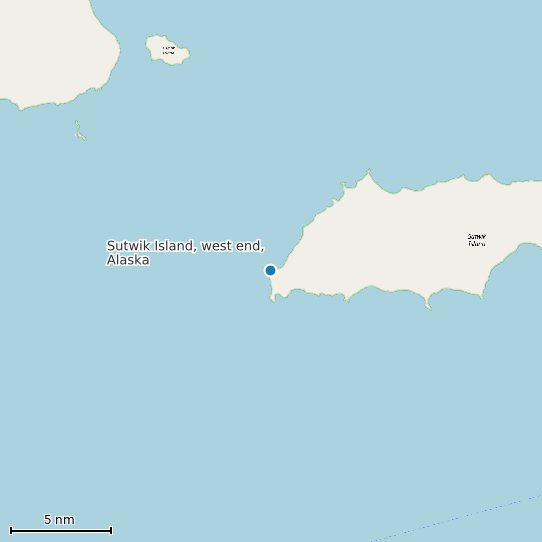 Map of Sutwik Island, west end, Alaska Tide Prediction Station