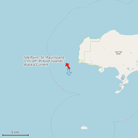 Map of SW Point, St. Paul Island, 1 mi off, Pribilof Islands, Alaska Current Prediction Station