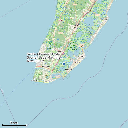 Map of Swain Channel, Taylor Sound, Cape May Inlet, New Jersey Tide Prediction Station