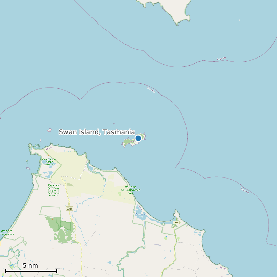 Map of Swan Island, Tasmania Tide Prediction Station