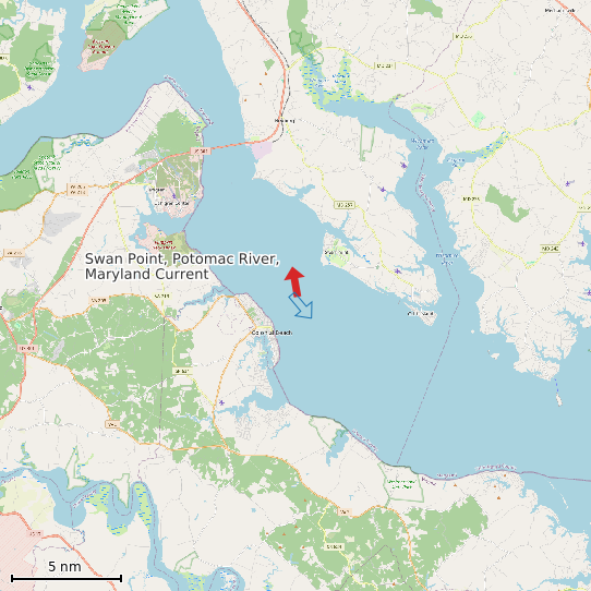 Map of Swan Point, Potomac River, Maryland Current Prediction Station