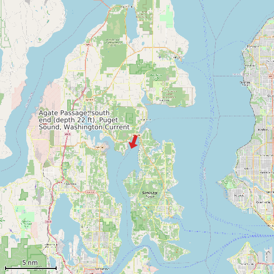 Map of Agate Passage, south end (depth 22 ft), Puget Sound, Washington Current Prediction Station