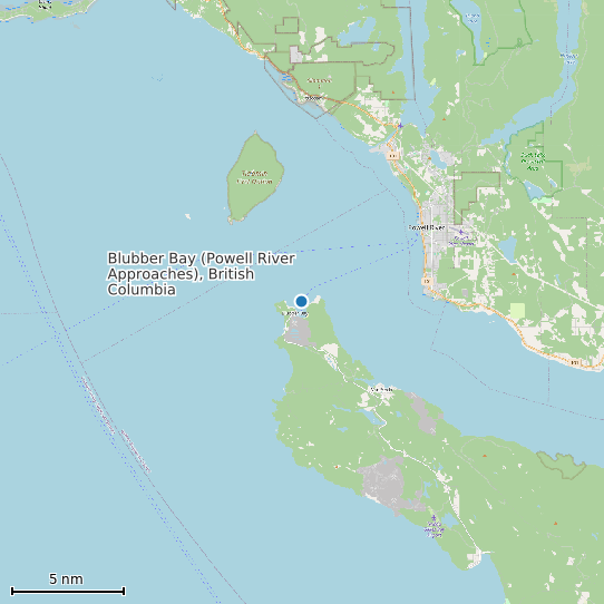 Map of Blubber Bay (Powell River Approaches), British Columbia Tide Prediction Station