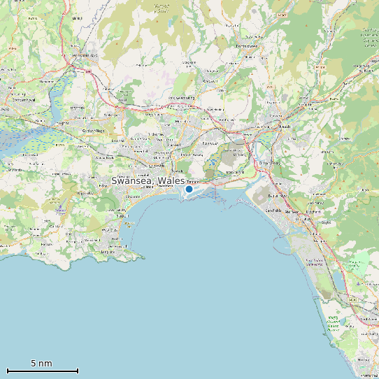 Map of Swansea, Wales Tide Prediction Station
