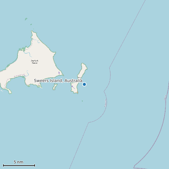 Map of Sweers Island, Australia Tide Prediction Station