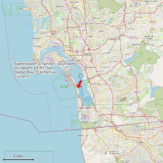 Map of Sweetwater Channel, southwest of (depth 14 ft), San Diego Bay, California Current Prediction Station