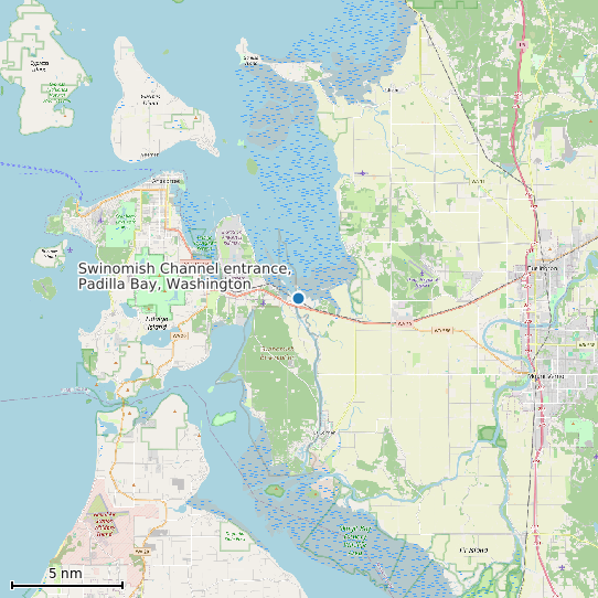 Map of Swinomish Channel entrance, Padilla Bay, Washington Tide Prediction Station