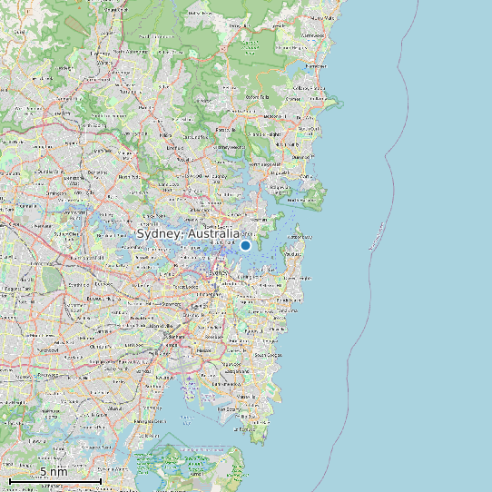Map of Sydney, Australia Tide Prediction Station