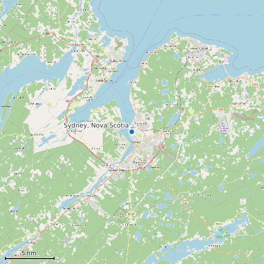 Map of Sydney, Nova Scotia Tide Prediction Station