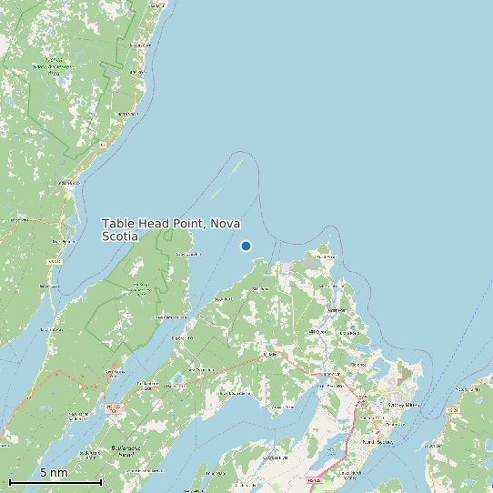 Map of Table Head Point, Nova Scotia Tide Prediction Station