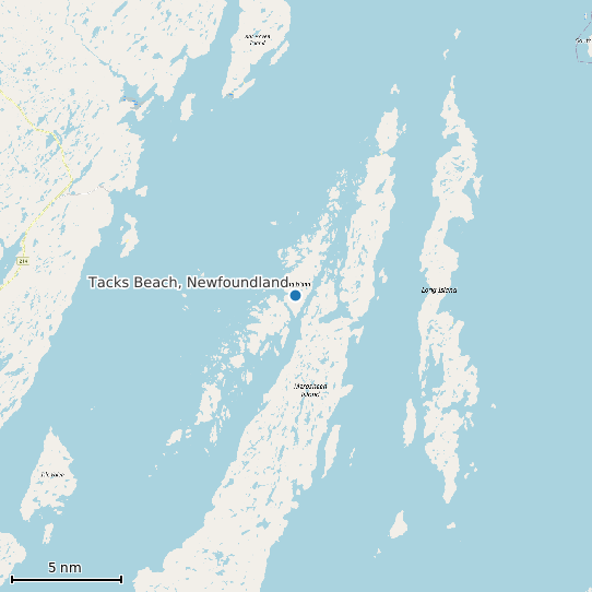 Map of Tacks Beach, Newfoundland Tide Prediction Station