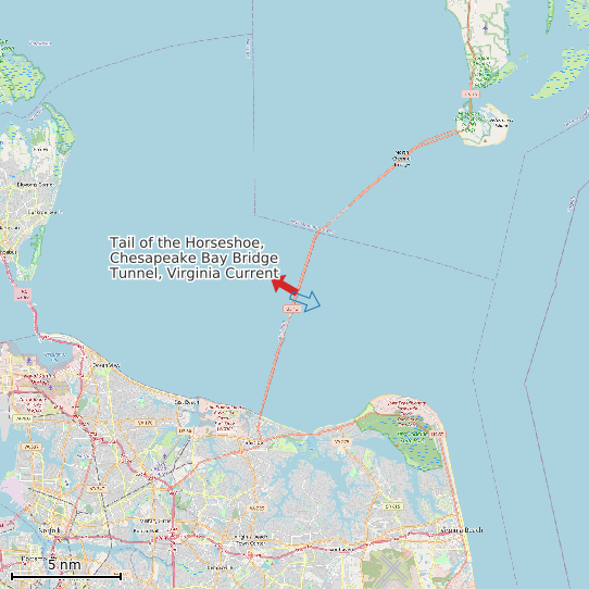 Map of Tail of the Horseshoe, Chesapeake Bay Bridge Tunnel, Virginia Current Prediction Station