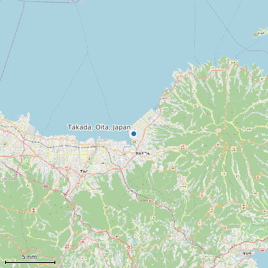 Map of Takada, Oita, Japan Tide Prediction Station