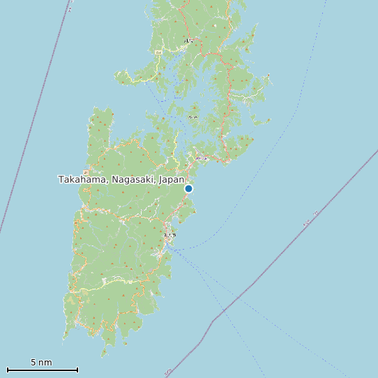 Map of Takahama, Nagasaki, Japan Tide Prediction Station