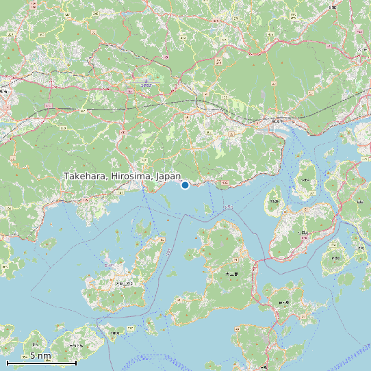 Map of Takehara, Hirosima, Japan Tide Prediction Station