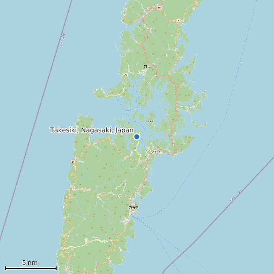 Map of Takesiki, Nagasaki, Japan Tide Prediction Station