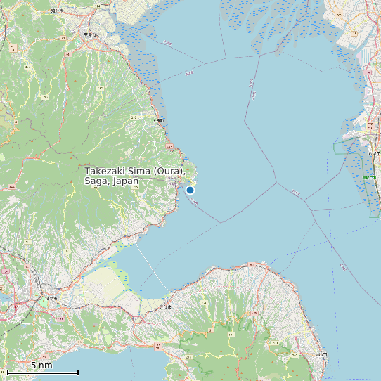 Map of Takezaki Sima (Oura), Saga, Japan Tide Prediction Station