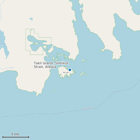 Map of Takli Island, Shelikof Strait, Alaska Tide Prediction Station