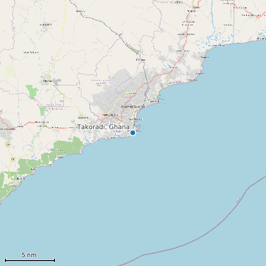 Map of Takoradi, Ghana Tide Prediction Station