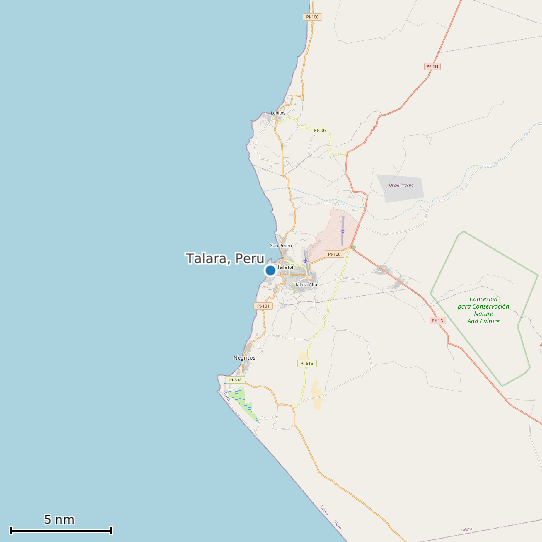 Map of Talara, Peru Tide Prediction Station