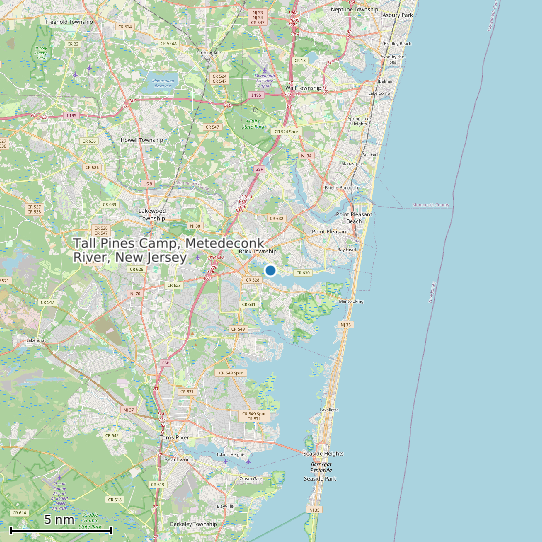 Map of Tall Pines Camp, Metedeconk River, New Jersey Tide Prediction Station