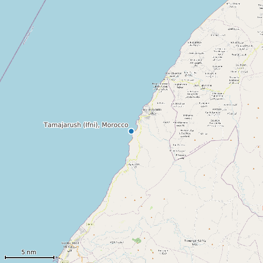 Map of Tamajarush (Ifni), Morocco Tide Prediction Station